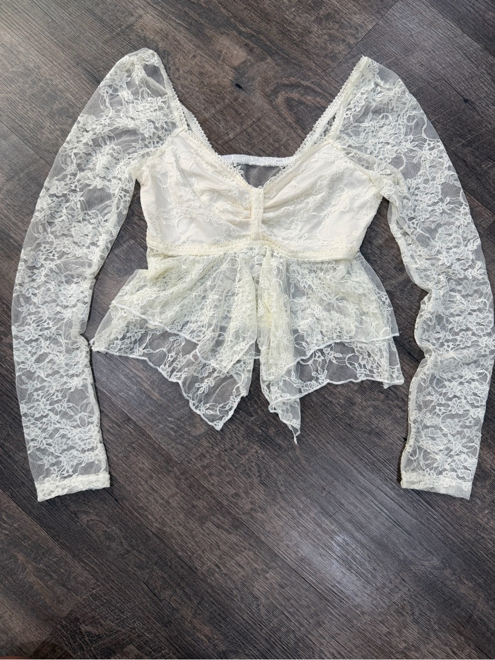 Vintage-Inspired Ivory Lace Corset Top